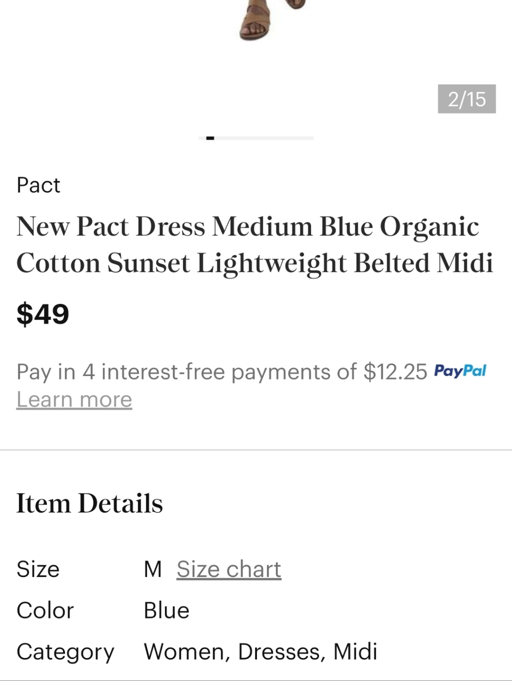 Pact Navy Button-Front Midi Dress with Tie Waist - Picture 6 of 6